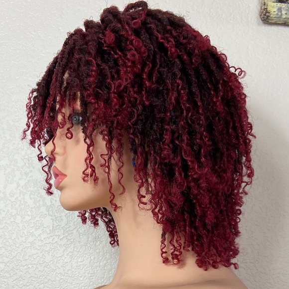 Twist kinky afro wig red wine burgundy ombré - Picture 6 of 7